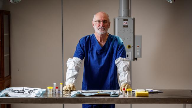 Pathologist Roger Byard in the Ray Last Laboratories. Picture Matt Turner.