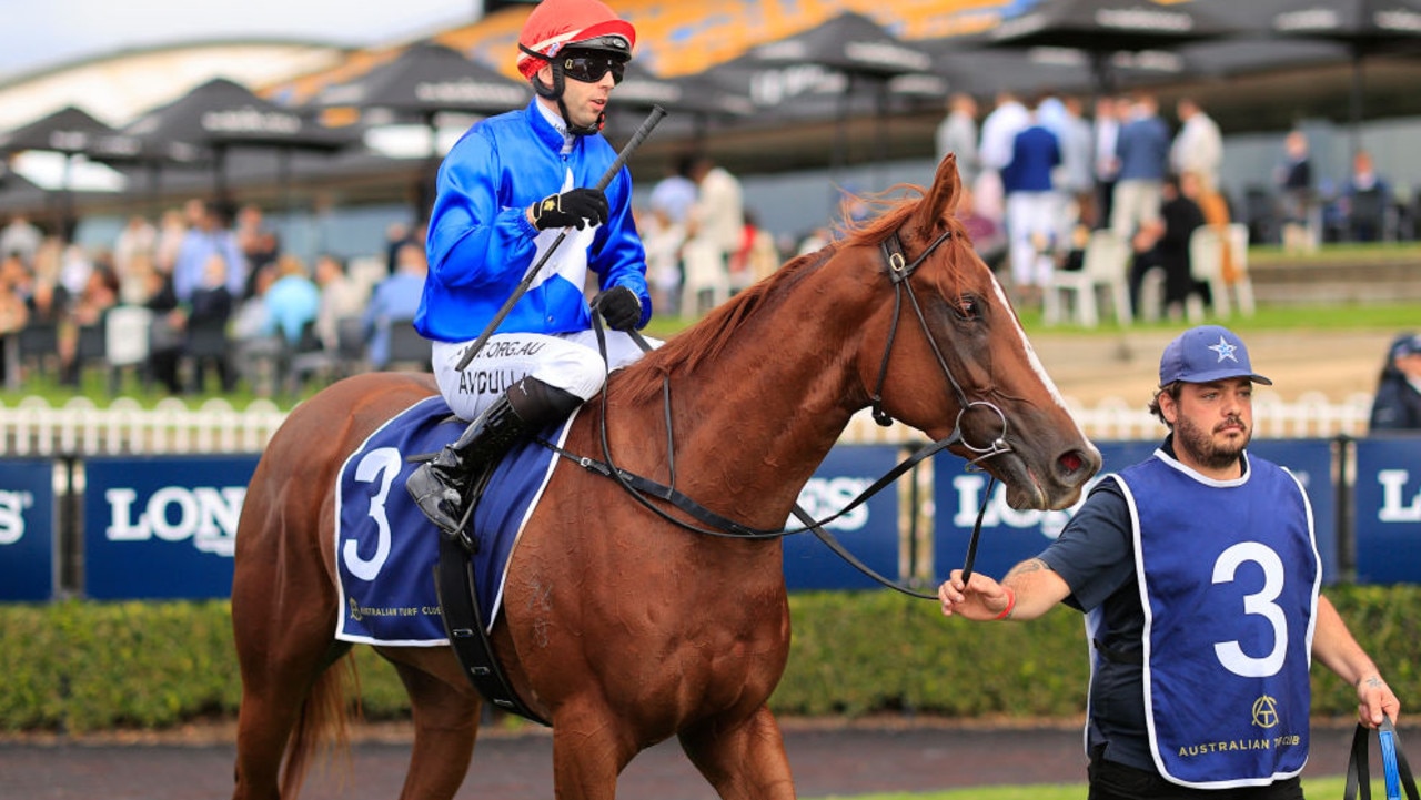 SYDNEY, AUSTRALIA - MAY 15: Brenton Avdulla on Xtremetime returns to scale after winning race 2 the Turangga Farm Woodlands Stakes during Sydney Racing at Rosehill Gardens on May 15, 2021 in Sydney, Australia. (Photo by Mark Evans/Getty Images)