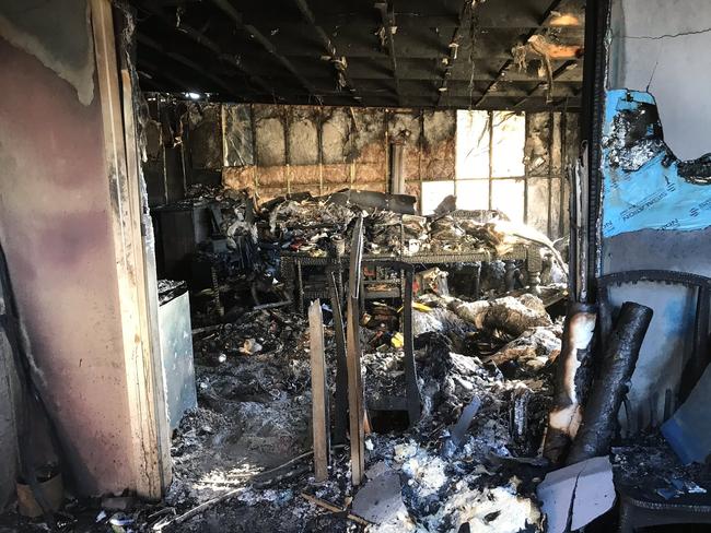 A house in the Barossa has been destroyed after being hit by lightening on Tuesday night. The farming family survived but has lost everything. Picture: Peter Caldicott/7News Adelaide