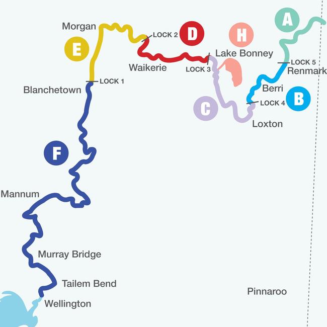 Zones along the River Murray. Picture: Supplied