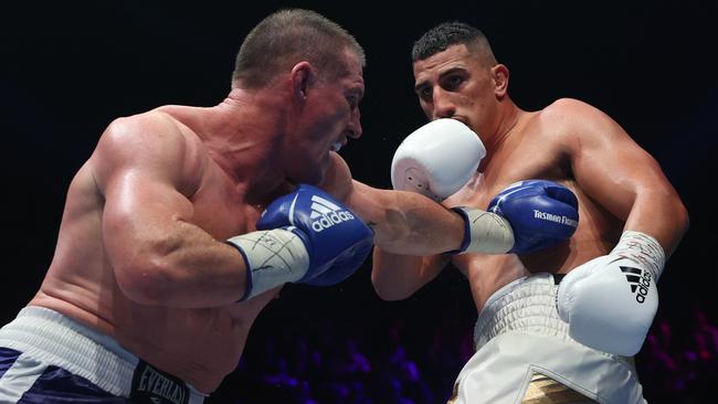 Justis Huni broke his hand when he beat Paul Gallen, denying him an opportunity to compete at the Tokyo Olympics. Picture: Richard Dobson