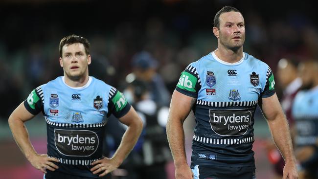 Luke Keary and Boyd Cordner have both been left out of the Blues’ team for Origin II at ANZ Stadium. Picture: Mark Kolbe/Getty Images