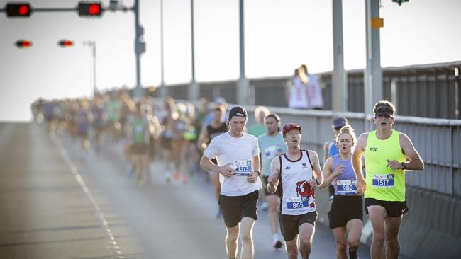 Competitors during Run the Bridge at Hobart. Picture: Chris Kidd