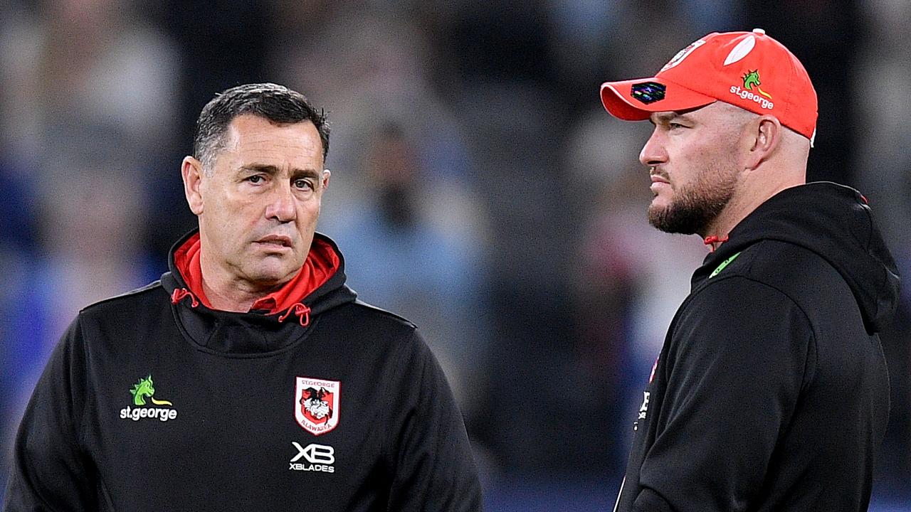 There is a push from some within the club to Flanagan with fellow former Dragons assistant Dean Young (right) as his long-term successor. Picture: AAP.