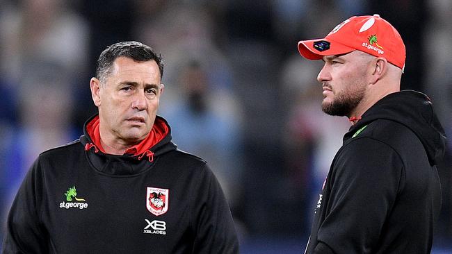 There is a push from some within the club to Flanagan with fellow former Dragons assistant Dean Young (right) as his long-term successor. Picture: AAP.