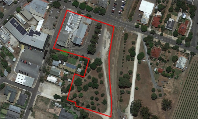 An aerial view of the footprint for the proposed new Barossa Cultural Hub.