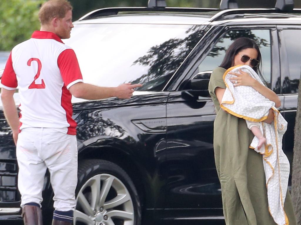 The royal couple were at a polo event when Archie made his first public appearance. Picture: Getty Images