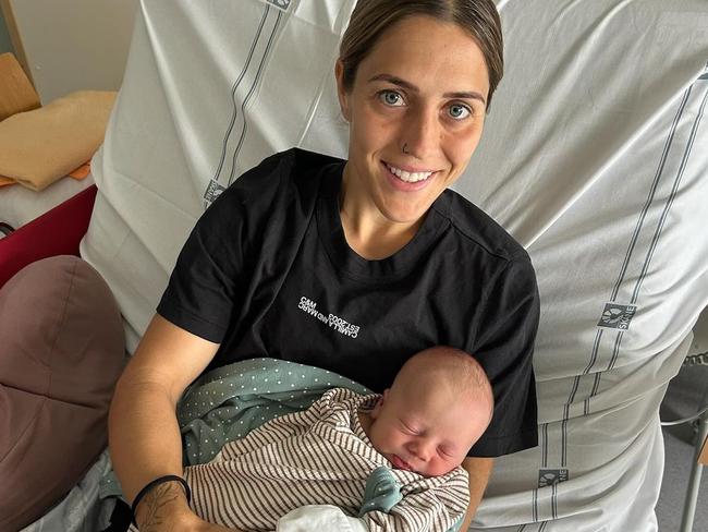 Australian Matidlas star Katrina Gorry and fiance Clara Markstedt have welcomed a baby boy Koby Peter David Gorry born on June 9, 2024. Katrina and her new son Picture Instagram