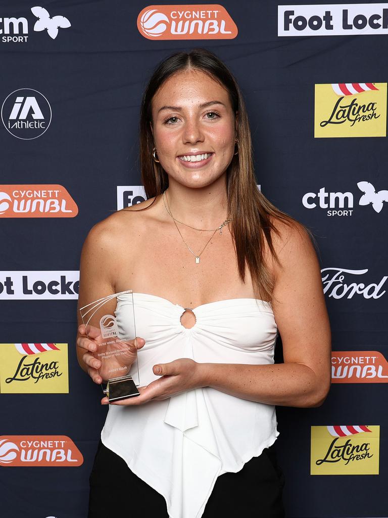 The Fire’s Abbey Ellis won the 24/25 Betty Watson Breakout Player of the Year. Photo by Graham Denholm/Getty Images for WNBL