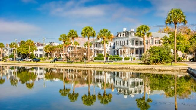 Waterfront homes in old town Charleston, South Carolina.