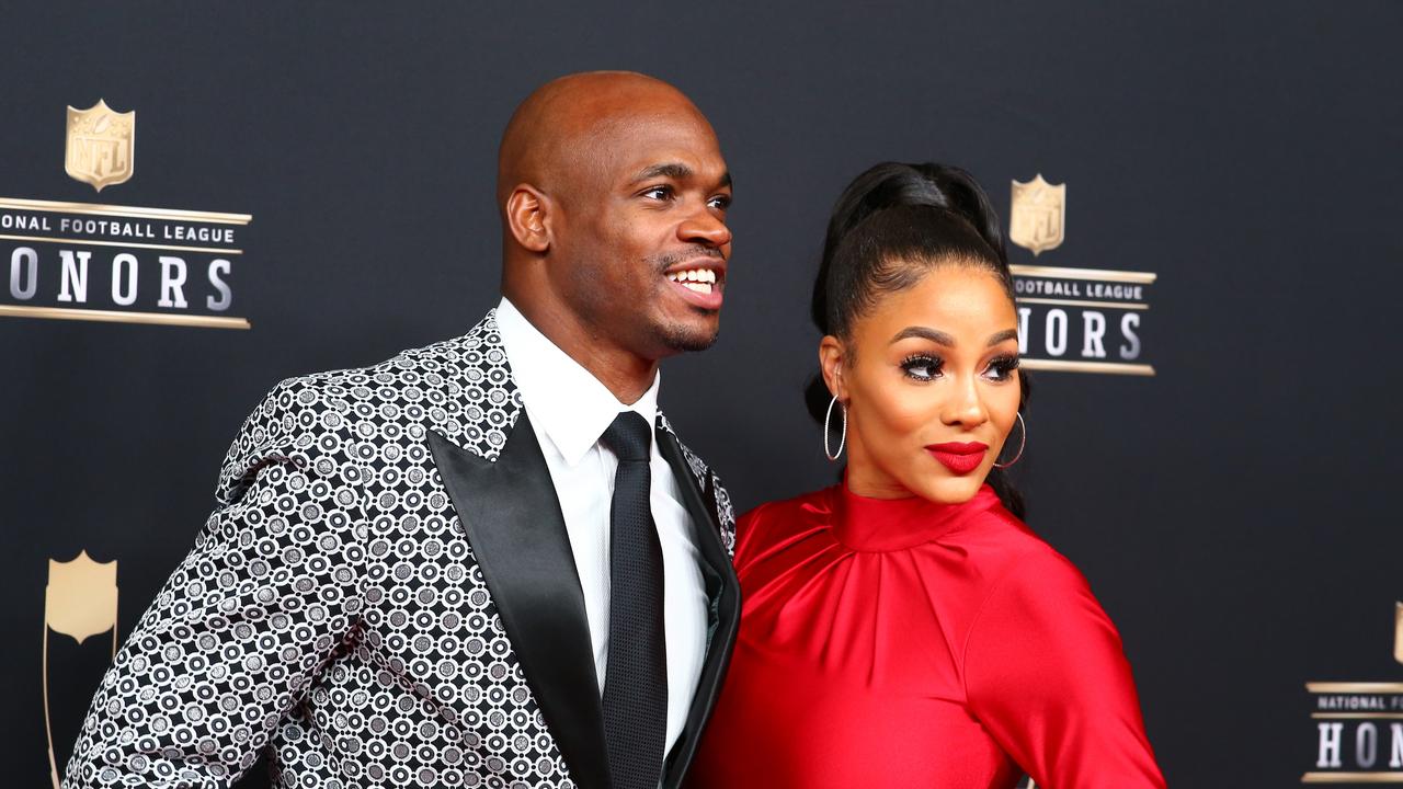 Adrian Peterson poses for photos on the red carpet at the NFL Honors in February. (Photo by Rich Graessle/Icon Sportswire via Getty Images)