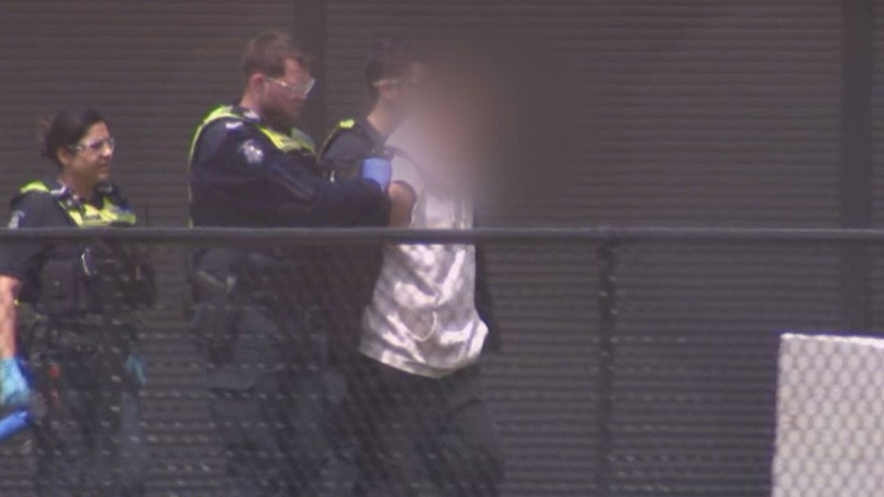 A﻿ 54-year old man of no fixed address was arrested nearby. Picture: 9 News