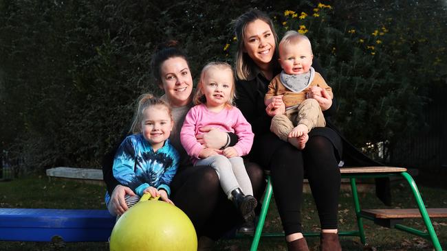 <b>WINNERS: </b>Discovery Early Learning Centre Lauderdale team won Tassie’s Best Child Care Educators poll. Pictured is Nora, 4, educational leader Hanna Duggan with Evelyn Hill 2 and educator Sarah Eastley with Eamon Hill 1. Picture: NIKKI DAVIS-JONES