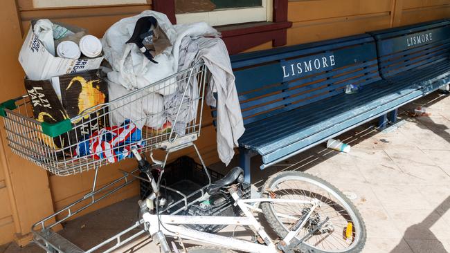 Lismore. A photo of a disused train station on the edge of town with rubbish from homeless people living on the fringes. Picture: David Swift