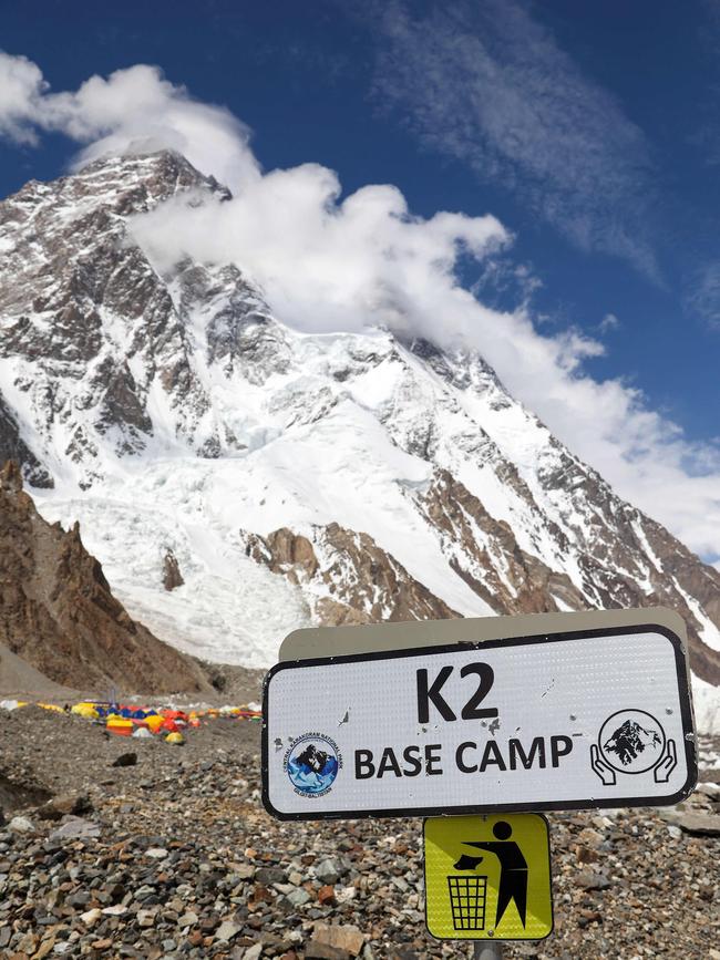 A view of K2, the world’s second-highest mountain from its base camp in the Karakoram range in Pakistan. Picture: AFP