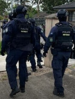 Strike force detectives – assisted by the Tactical Operations Unit – arrested three men and a woman at a motel. Picture: NSW Police