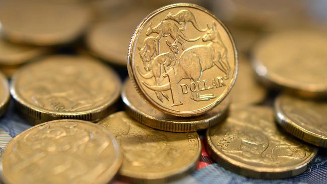 Australian dollars in Sydney, Friday, September 22, 2017. The Aussie dollar remained below 80 US cents on Friday morning with lower iron ore prices lower, signals that a US interest rate hike was coming. (AAP Image/Joel Carrett) NO ARCHIVING