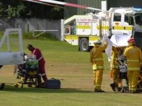 A child has been airlifted to Adelaide after suffering serious injuries in a fall at Mount Compass. Picture: 7NEWS