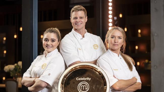 Celebrity MasterChef’s final three: Tilly Ramsay (left), Nick Riewoldt and Collette Dinnigan.