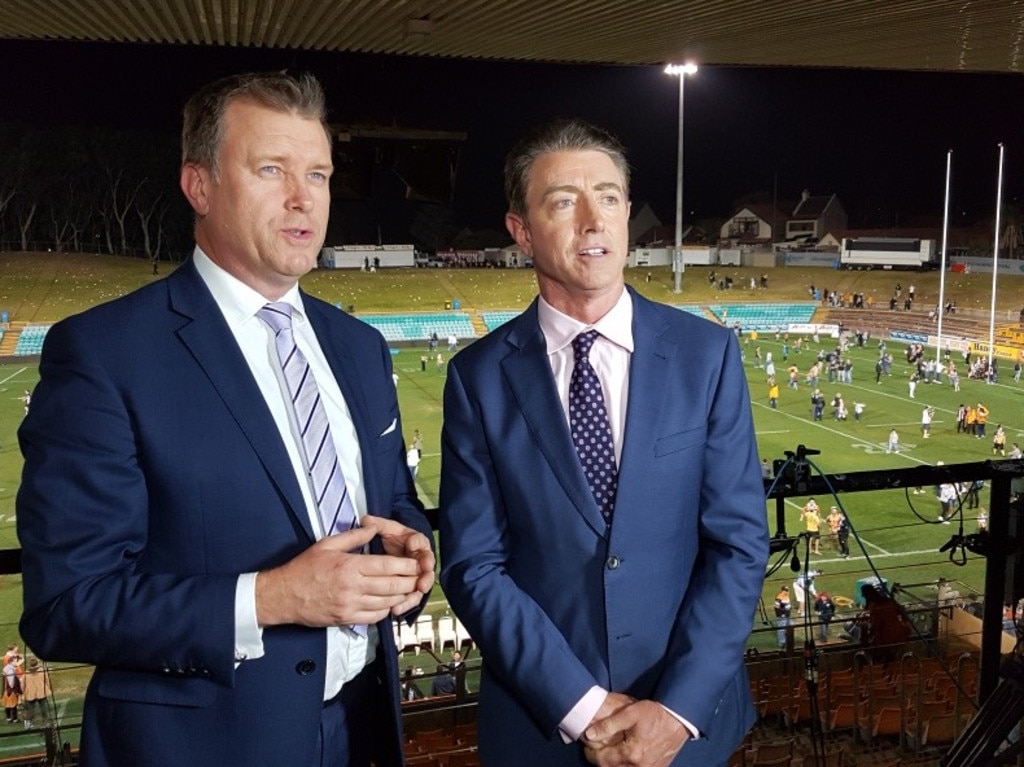 Andrew Voss and Greg Alexander in action for Fox League. Picture: NRL Imagery