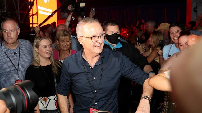 Labor leader Anthony Albanese and partner Jodie Haydon attend Bluesfest in Byron Bay. Picture: Toby Zerna