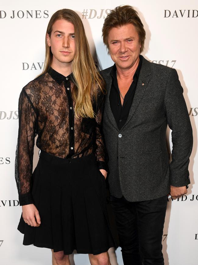 Christian and Richard Wilkins at the David Jones Spring Summer 2017 collection launch. Picture: AAP