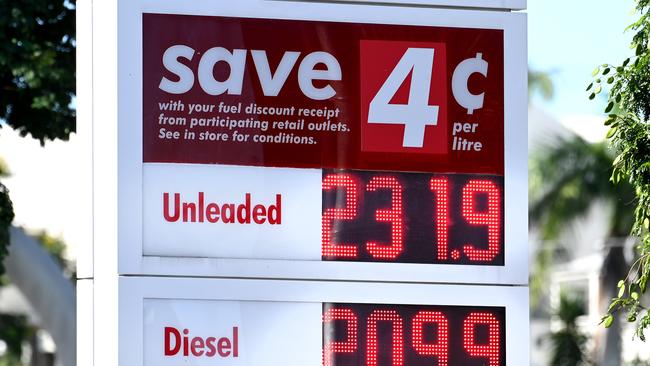 Fuel prices hit over 230cpl in Brisbane in March, 2024. Picture: NCA NewsWIRE / John Gass