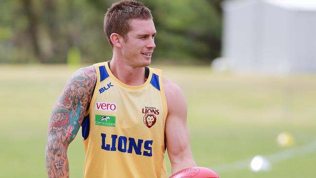 Lions star Dayne Beams at training last week. Picture: Claudia Baxter