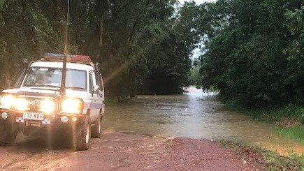 Myall Creek flooded on the Peninsula Development Road, south of Weipa. Photo: Senior Constable Megan