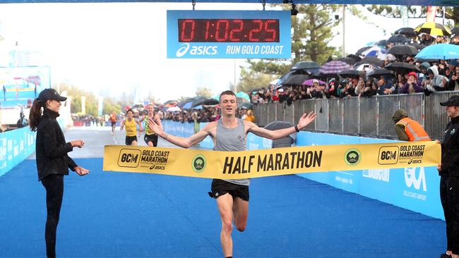 Gold Coast Marathon. Half Marathon. Photo of winner Andy Buchanan. 6 July 2024 Southport Picture by Richard Gosling