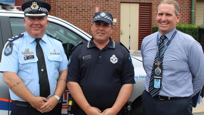 Wide Bay Burnett's Acting superintendent and district officer Inspector Paul Algie (left, with Detective Inspector Wade Lee and Senior Sergeant Ned Zarkovich) implored the community to "call out" hooning.