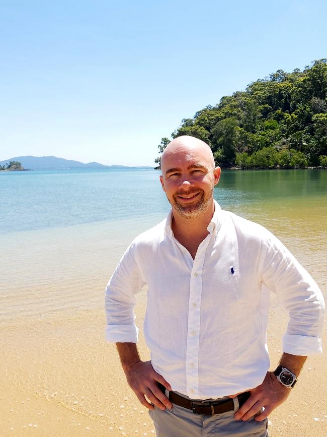 Mayfair founder James Mawhinney on Dunk Island.