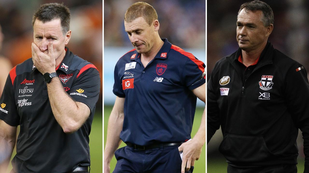 Tom Morris ranks the 18 AFL coaches in his Coach Pressure Index. The bosses at Essendon, Melbourne and St Kilda all feature prominently.