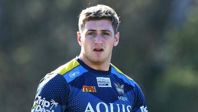 Max King looks on during the Gold Coast Titans training session on the Gold Coast, Wednesday, July 19, 2017. (AAP Image/Dave Hunt) NO ARCHIVING