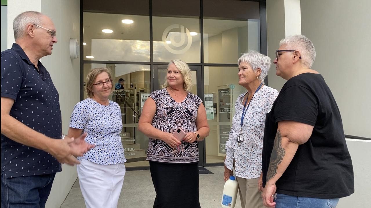 The Rhythm on Beach residents Howard and Teresa Malyon, Heather Palmer, Marcia and Debbie Gill say they will fight a development application to turn their apartment complex into a short-term accommodation provider.