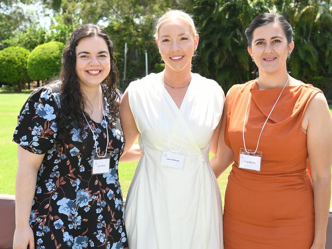 Laura Sands, Lauren Roberts and Anne McClure at the NQ Women's Leadership Forum in Townsville. Picture: Shae Beplate.