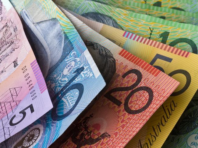 "Stock Photo of Australian Money, Five, Ten, Twenty, Fifty and One Hundred Dollar Notes"