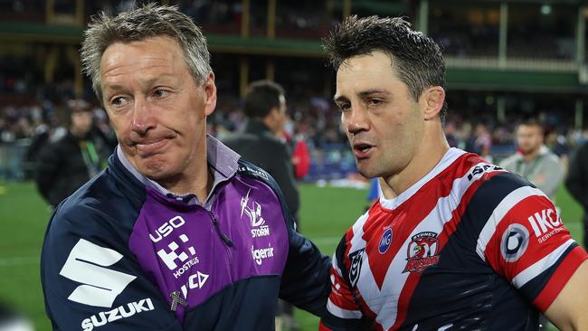 Cooper Cronk (R) believes the Storm’s structures will serve them well in an unusual season. Picture: Brett Costello