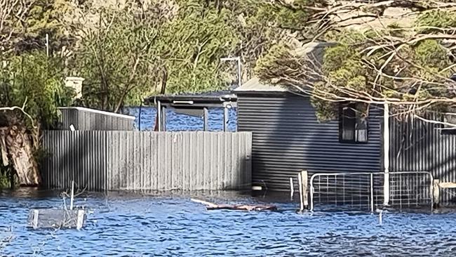 The flooded River Murray at Murray Bridge shacks on December 15. Picture: Facebook/Carolyn Nottle