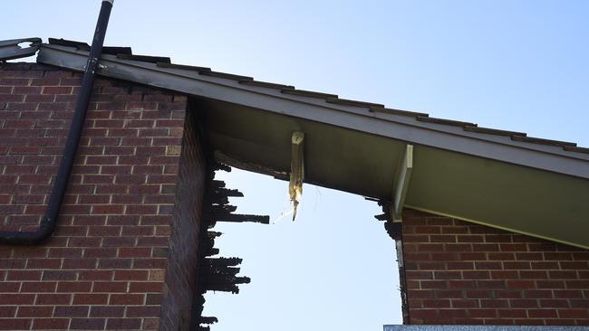 The kitchen and ceiling suffered the most damage in the fire. Picture: Matt Loxton