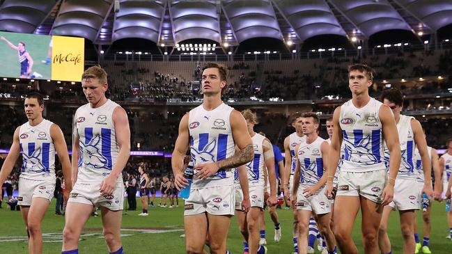 North Melbourne was comprehensively beaten by Fremantle. Picture: AFL Photos/Getty Images