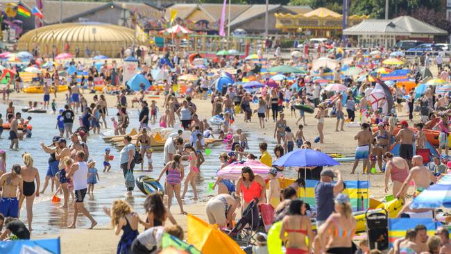 Britons enjoy the beach in Weymouth, England, as temperatures soared ahead of ‘freedom day’. Picture: Getty Images