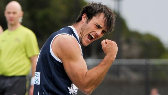 Hoppers Crossing's Jackson Viola celebrates a goal. Picture: Cody Bench Photography