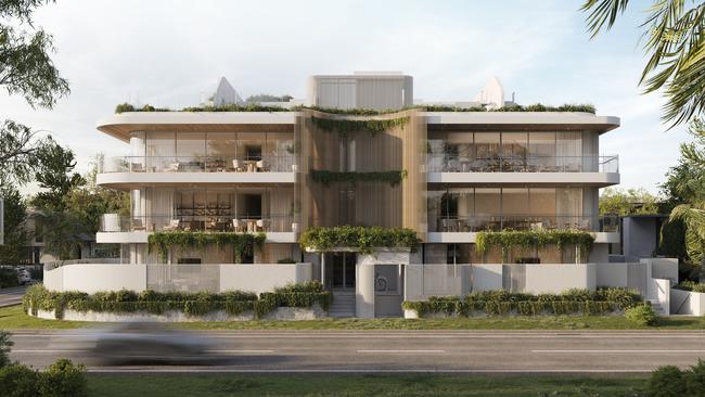 An artist impression of the Lune development by boutique developer Alroe, planned for the Gold Coast’s Main Beach.