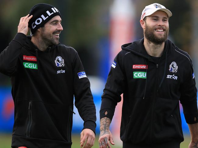collingwood training Steele Sidebottom & Brent Macaffer & Alan Toovey    Picture:Wayne Ludbey