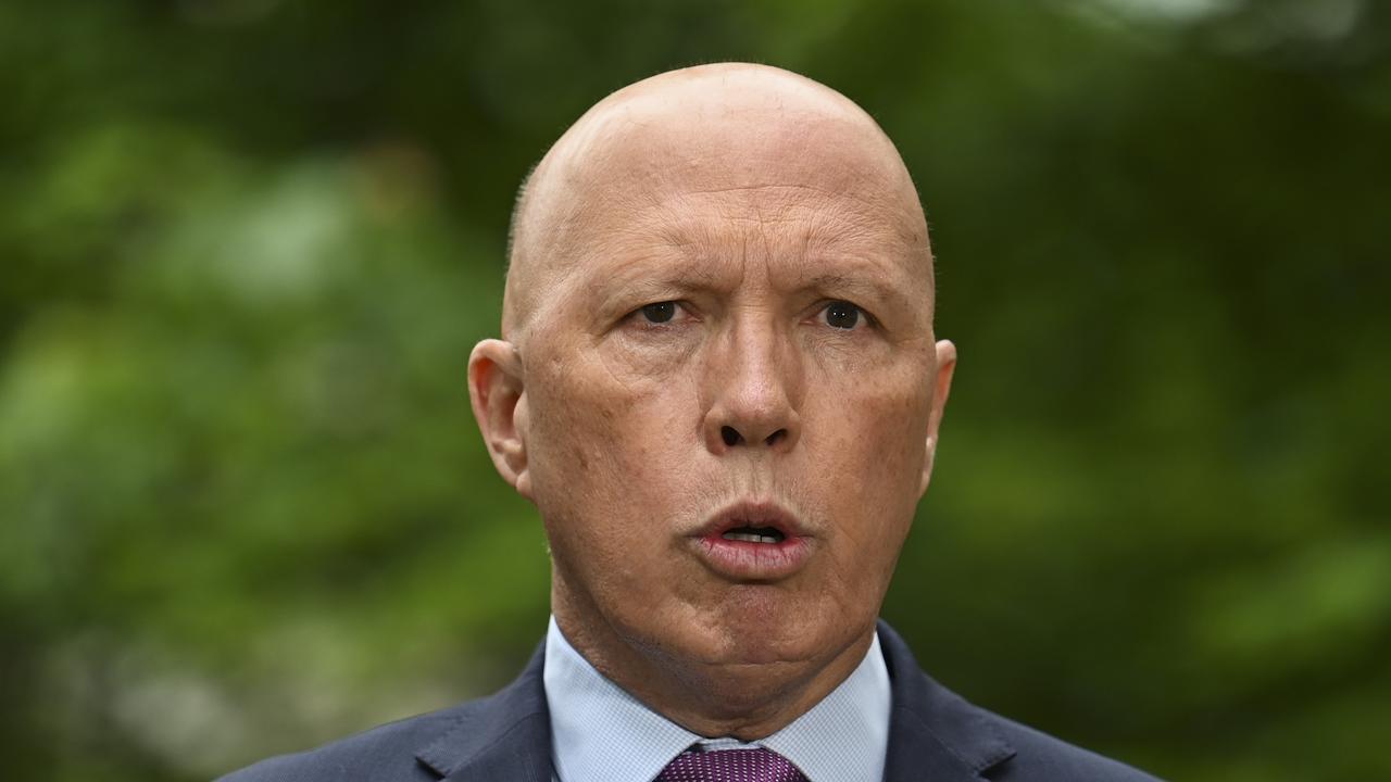 Peter Dutton urged students to stay in school. Picture: NCA NewsWire / Martin Ollman