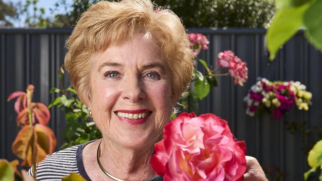 Sandy Mojsish with her roses at home in Royal Park, after winning best rose, Thursday, Oct. 24, 2024. Picture: Matt Loxton