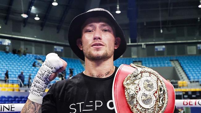 Liam Paro reacts after his fight against Subriel Matias at Coliseo Juan Aubn Cruz Abreu in Manati, Puerto Rico.