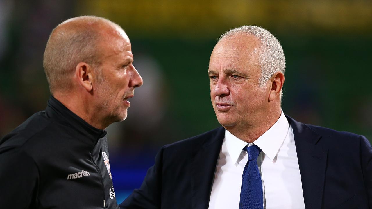 Kenny Lowe (L) has been named a Socceroos assistant coach