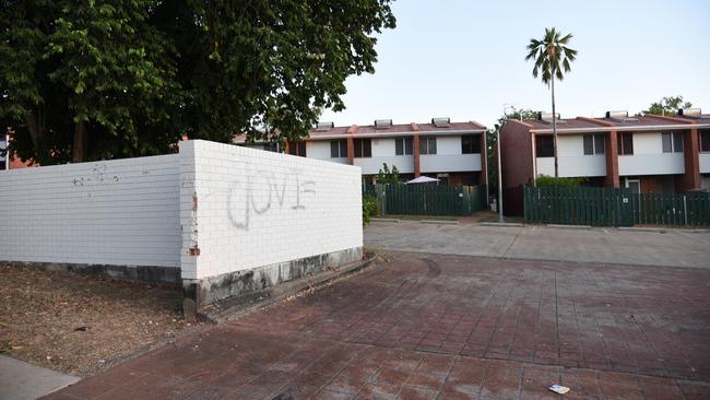 Jovi Boys tags are a common sight at Woodroffe since out-of-towners set up camp at the suburb's various social housing blocks. Picture: Alex Treacy